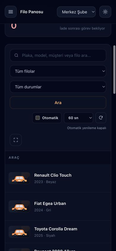 HemenRent mobil filo panosu