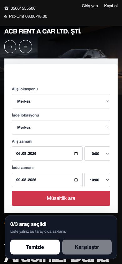 HemenRent mobil web sitesi